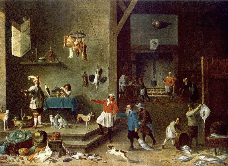 TENIERS, David the Younger The Kitchen t oil painting image
